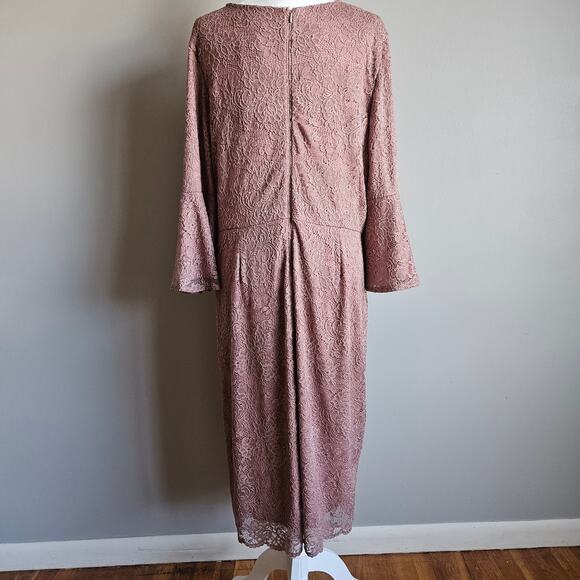 Mikarose 2XL Mauve Pink Lace Midi Dress NWT – Modest Long Sleeve - Picture 3 of 9